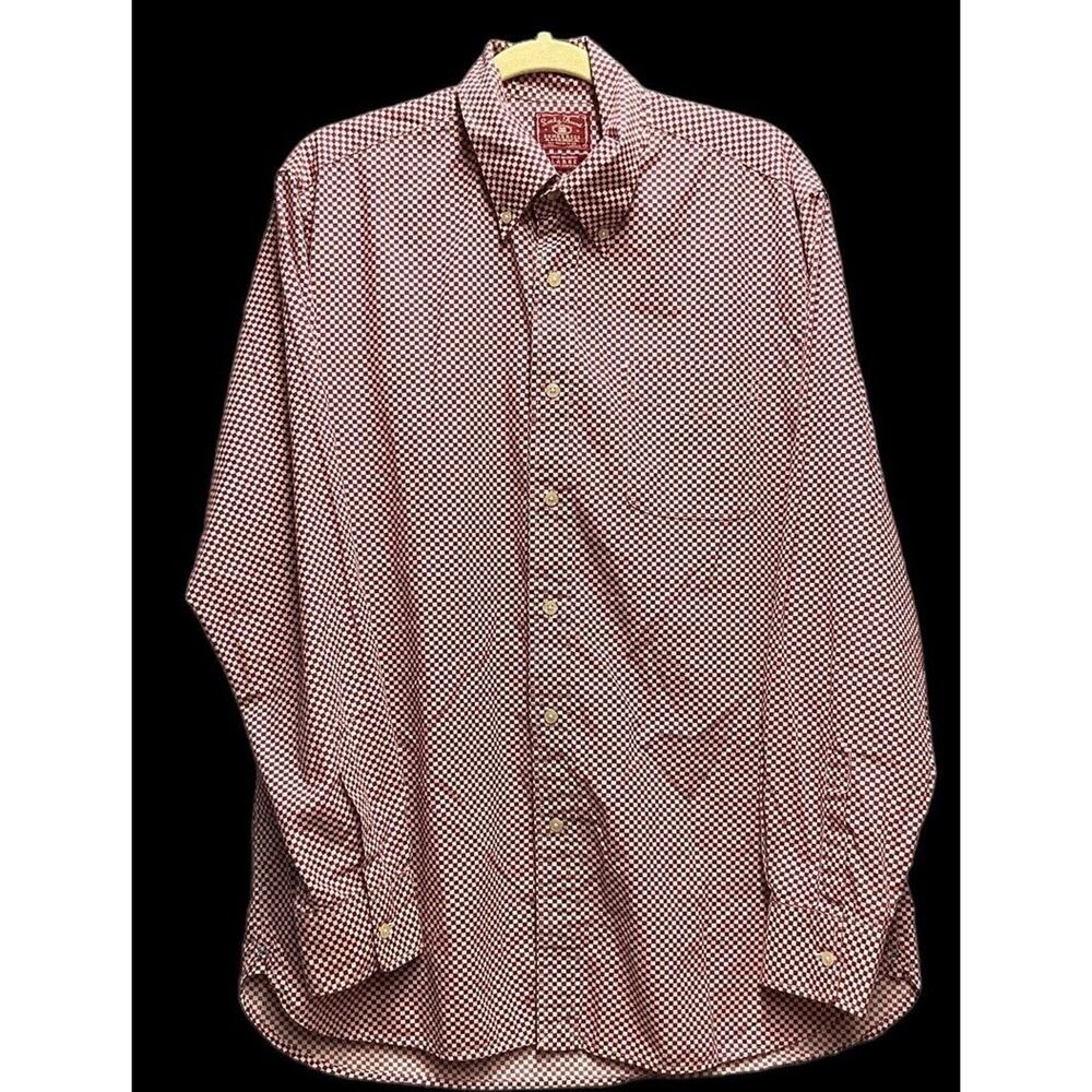 Lucky Brand Dungarees America Mens L/ S Red White‎ Button Front Shirt Size L